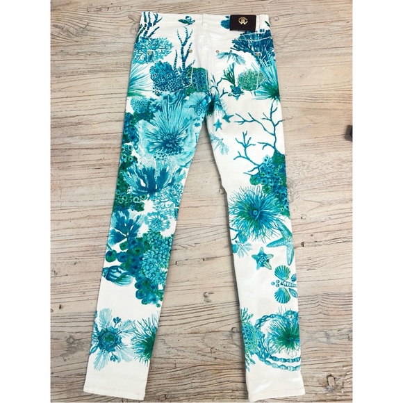 Roberto Cavalli Blue and White Straight Leg Jeans size 40 - Picture 4 of 14
